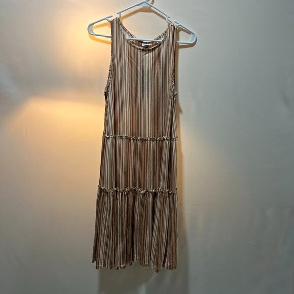 LASCANA Striped Flowy Tiered Sleeveless A-Line Summer Dress Beige 38 - Picture 15 of 15